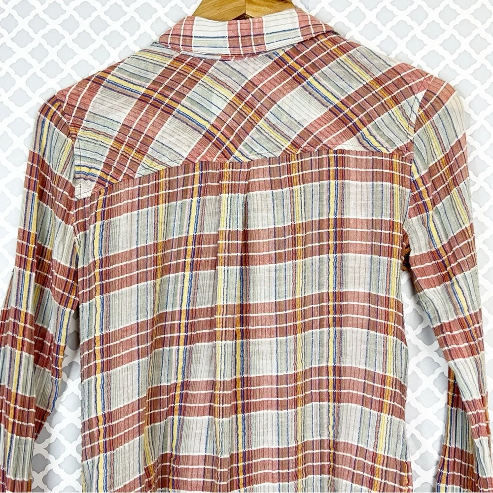 GUC We The Free Plaid Gauze Long Sleeve Shirt - Picture 4 of 10